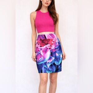 Roberto Cavalli Super Lightweight Satin Bodycone Stretch Floral Skirt M
